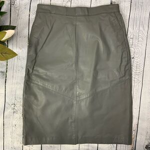 VINTAGE EVAN DAVIES Grey leather pencil skirt